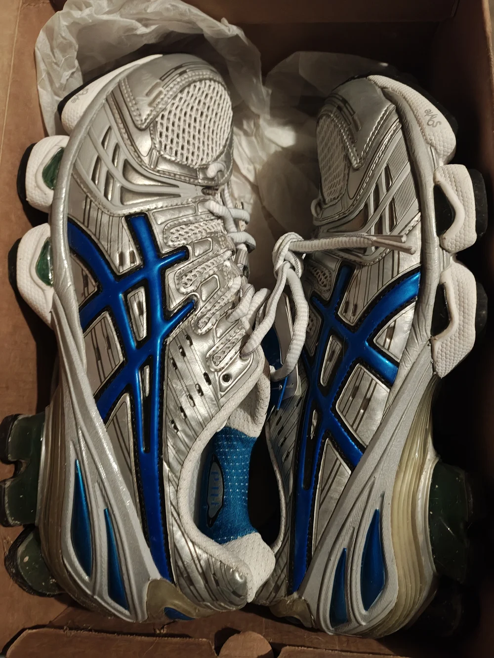 Asics Silver with Blue Accent Athletic Sneakers - Picture 4 of 6